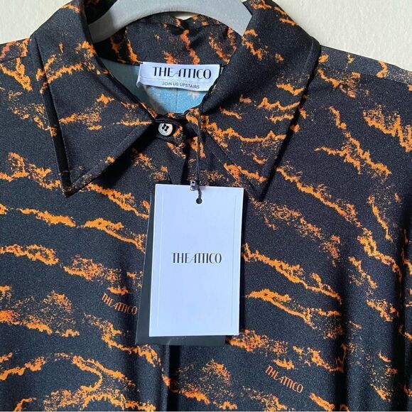 NWT The Attico Mini Black Shirt Dress Tiger Abstract Patterned 970€ Size S - Picture 13 of 17